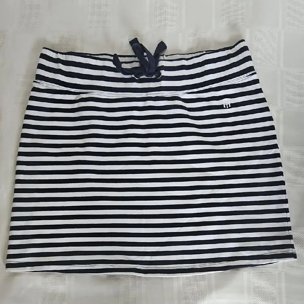 Tommy Hilfiger Navy Blue and White Mini Swim Cover Up Skirt